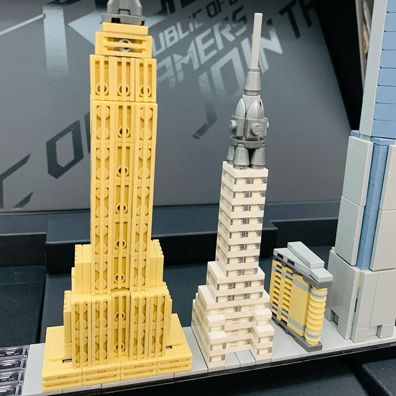 598 قطعة خبير إبداعي عرض الشارع نيويورك نموذج العمارة أفق المدينة البناء اللبنات مجموعة ألعاب هدايا للطفل