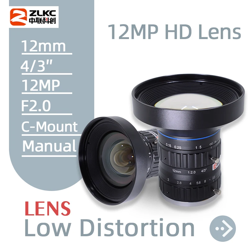 ZLKC 12MP 12mm Fixed Focal Lens C-Mount 4/3