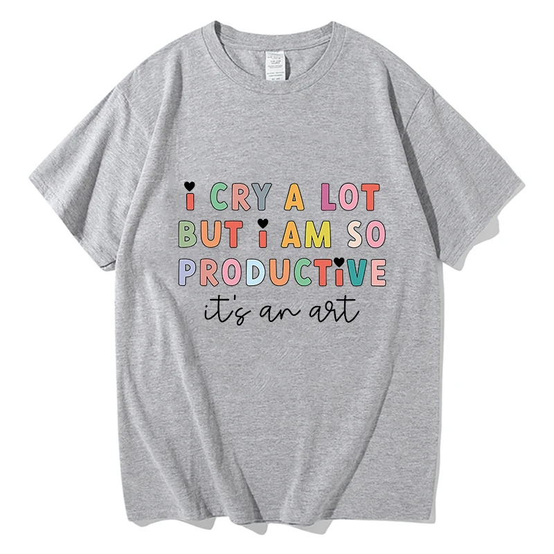 TTPD T-shirt Manga Graphic I Cry A Lot But I Am So Productive Tee Women Cute Top Men Short Sleeve Summer Kawaii Couple Clothes