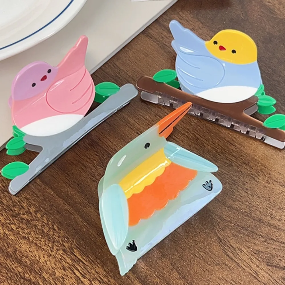 

Sweet Cartoon Bird Shark Clip Hairpin Acetic Acid Woodpecker Hair Claw Vintage Non-slip Acetate Shark Clip Lady/Girls