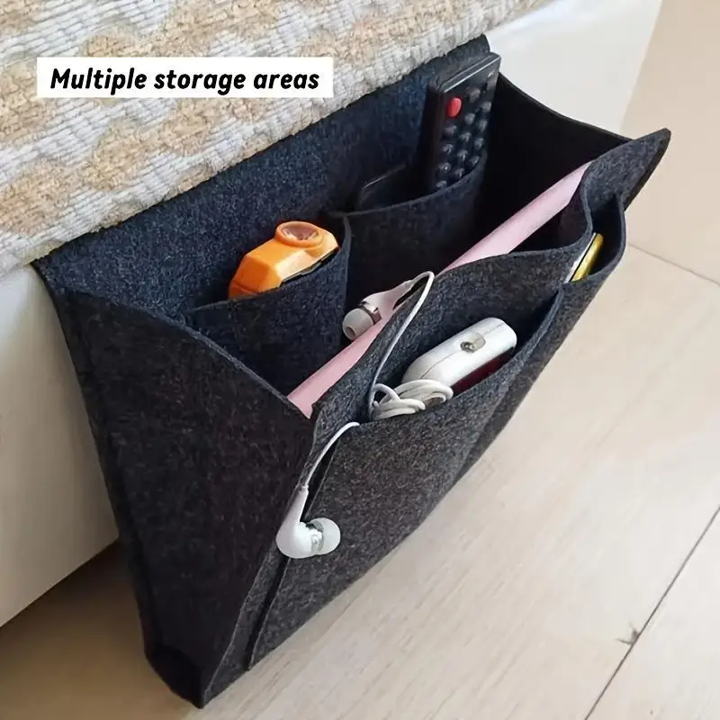 1Pc Non-slip Bedside Storage Bag Felt Hanging Organizer Caddy for Bed Sofa Side