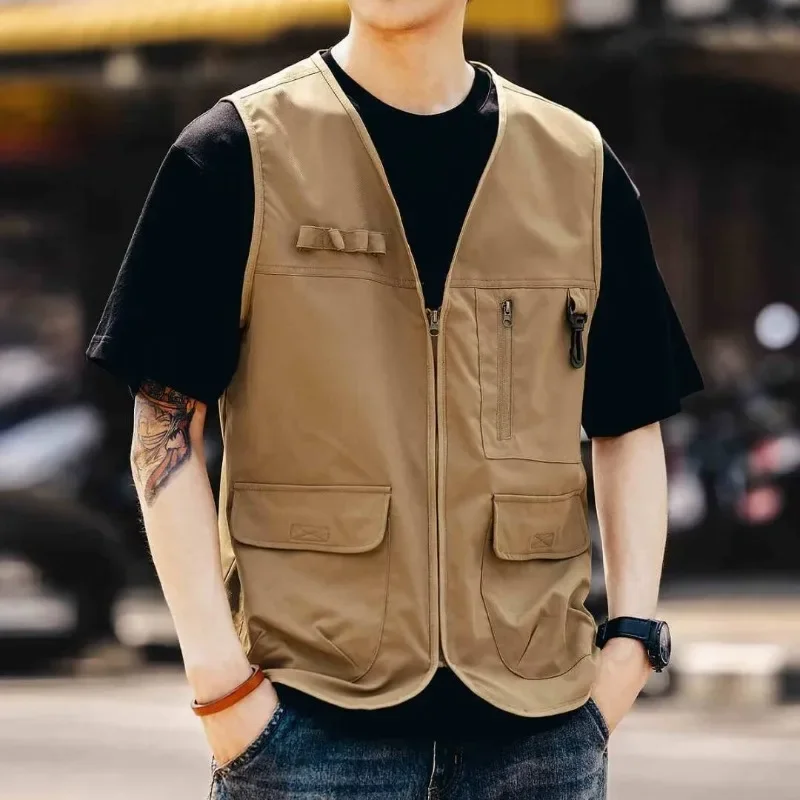 

Оригинальный дизайн, темная спецодежда, лямка, жилет десантника, функциональный тактический костюм, свободный жилет с несколькими карманами, пальто для доставки рыбалки