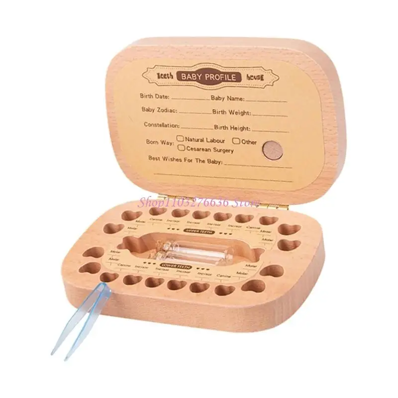 R6FD Wooden Frame Children's Baby Teeth Preservation Box Teeth Commemorative Case