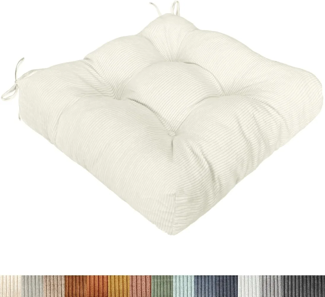 Custom Square Chair Seat Cushions With Straps Corduroy Windows Cushions Bench Cushions Patio Pads Bay Window Dining Kitchen Pads
