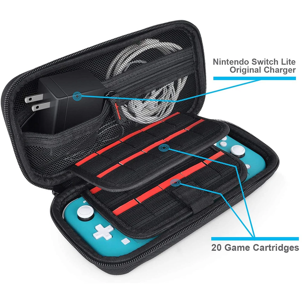 Bolsa de almacenamiento portátil, funda protectora de viaje dura antiarañazos, a prueba de golpes para consola y accesorios Nintendo Switch Lite