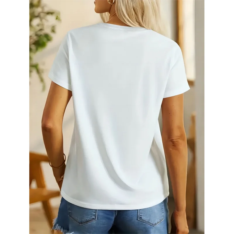 2026Cartoon five cats playing printTShirt Women's cute tops，Women's Fashionable Casual Comfortable Round NeckTShirt