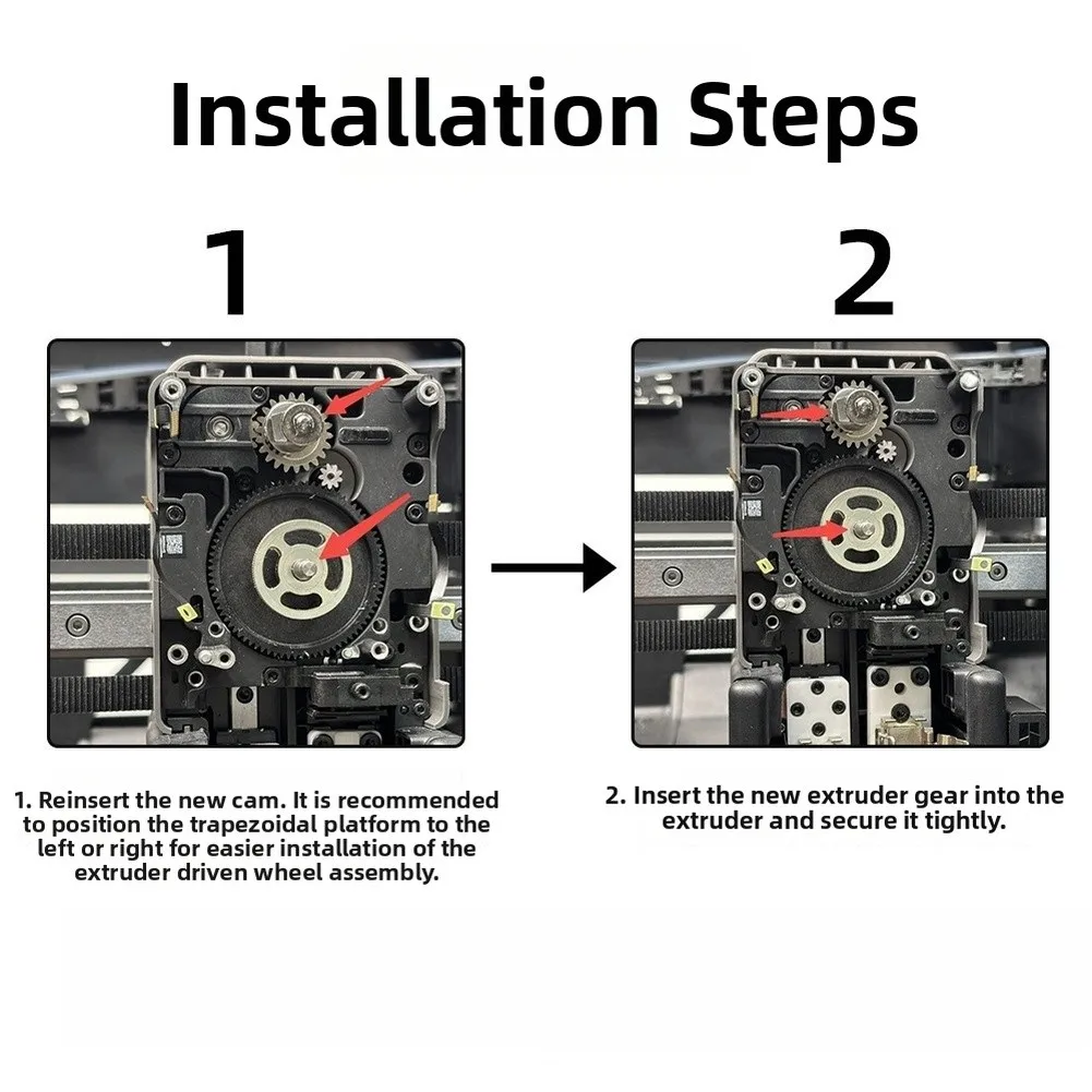 Wear-Resistant Hardened Steel Gear for BAMBU H2D Extruder with Integrated Bearing and Knurled for Uniform Extrusion