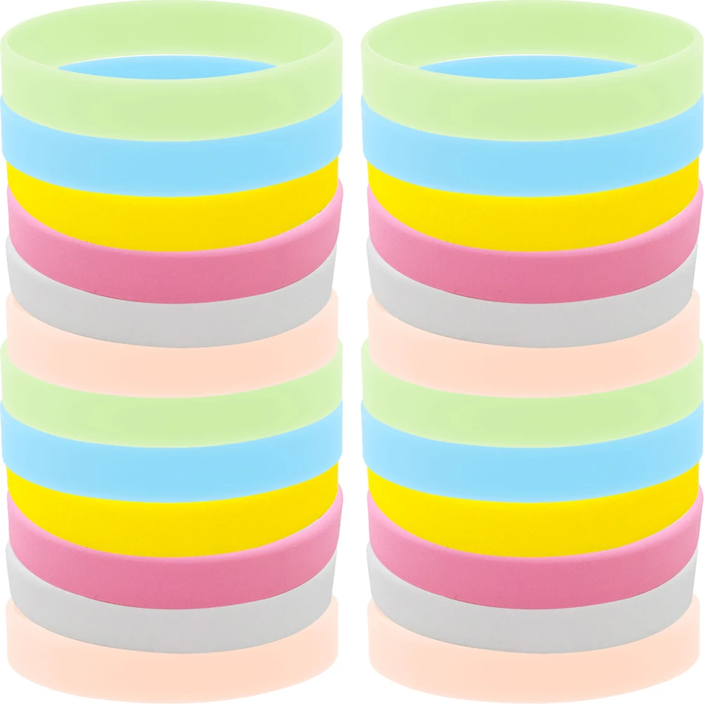 

24 Pcs Night Glow Bracelets Comfortable Silicone Wristbands Kids Halloween Glow Dark Party Supplies Luminous Accessories
