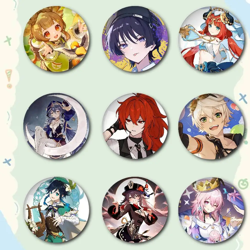 Genshin Impact Badges Fashion New Hip Hop Versatile Round Metal Badge Cartoon Pin Gift Wholesale