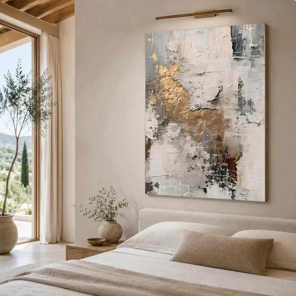 Nordic Abstract Thick Scraper Texture Wall Decoration Interior Handmade Canvas Artwork Large Mural Oil Painting