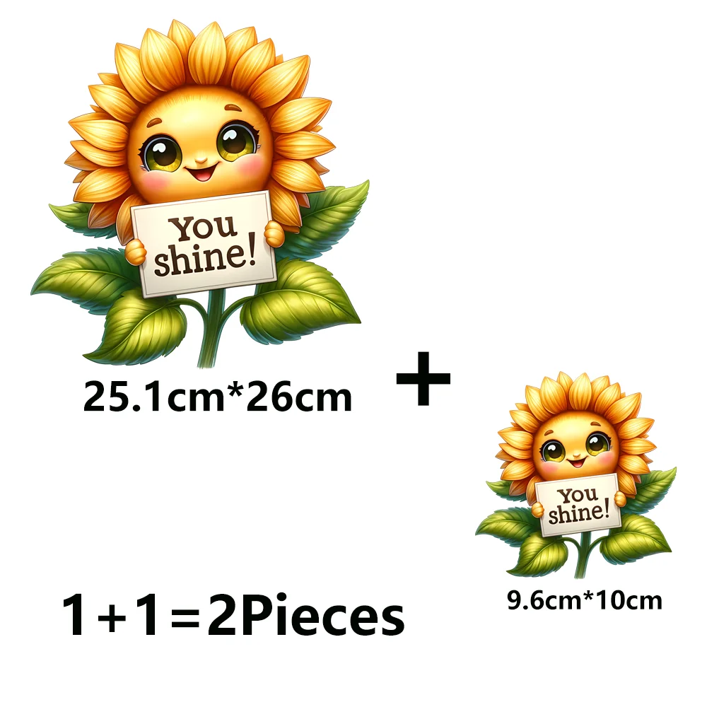 Ironing Iron On Fusible Thermoadhesive Patches For Clothes Smiley Sunflower Heat Thermal transfer Women T-Shirt Stickers DIY