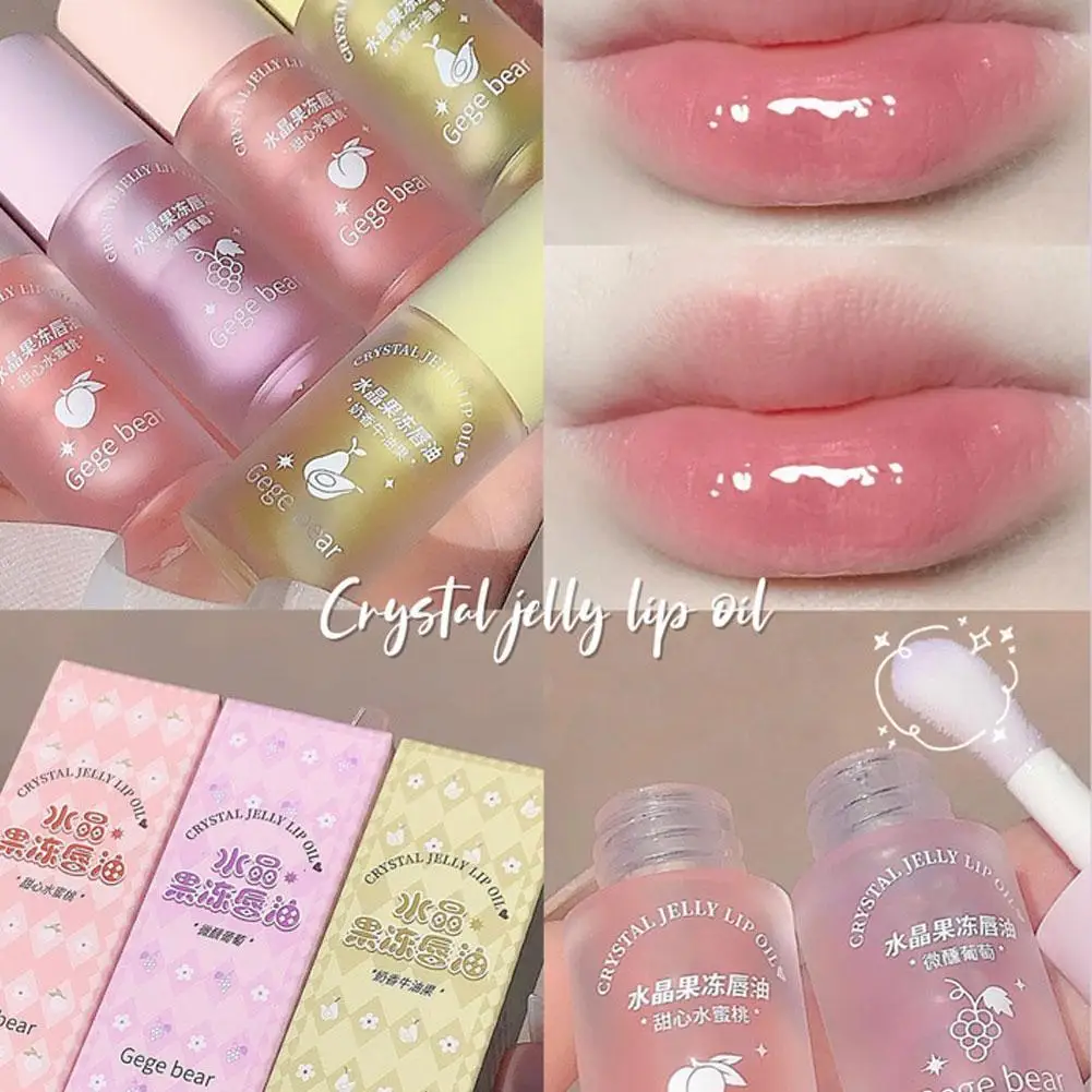 Crystal Jelly Lip Oil Hydrating Plumping Lip Coat For Lipstick Lipgloss Tinted Clear Lip Plumper Serum Lip Care Fruit Lip Balm