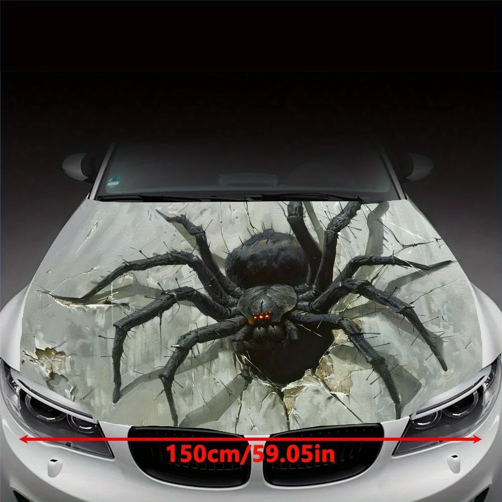 Dark Crack Wall Spider: Horror Appearance Theme Car Vinyl Wraps, Vinyl Car Hood Graphics Decals, PVC, Suitable for Various Model