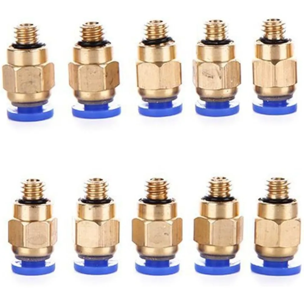 10 Pieces PC4-M6 Pneumatic Straight Fitting Joint for Outer Diameter 4 mm Nylon Tube, M6 Thread