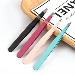 Eyebrow Tweezer Colorful Hair Beauty Fine Hairs Puller Stainless Steel Makeup Tools Slanted Eye Brow Clips Removal Tools Care