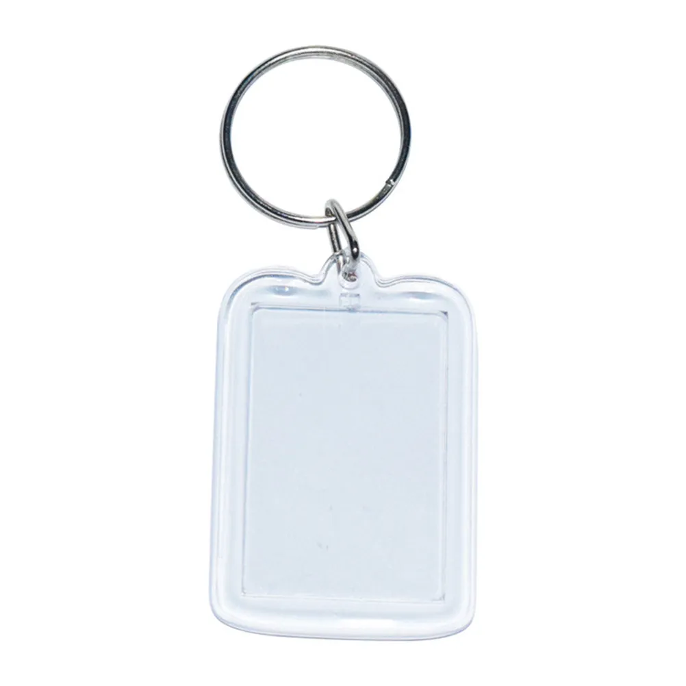 30Pcs Transparent Acrylic Blank Keyrings Photo Frame Insert DIY Personalized Logo Key Chain Pendant Gift for Backpacks