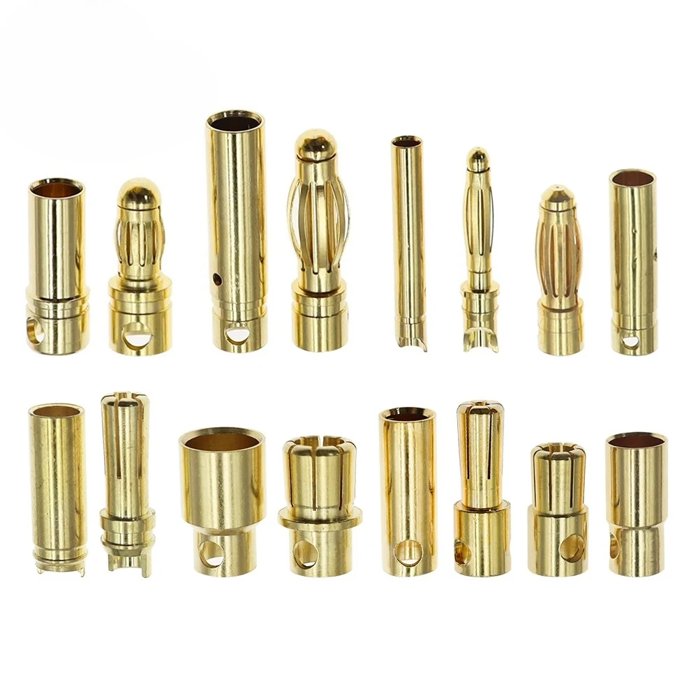 2.0mm 3.0mm 3.5mm 4.0mm 5.5mm 6.0mm 8.0MM Gold Bullet Banana Connector plug for ESC Lipo RC battery Plugs