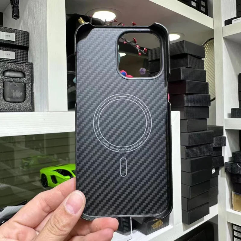 Aramid Fiber Case for IPhone 14 Case Built-in Magnet Compatible with MagSafe Carbon Fiber Case IPhone14 Pro Max Metal Lens Ring