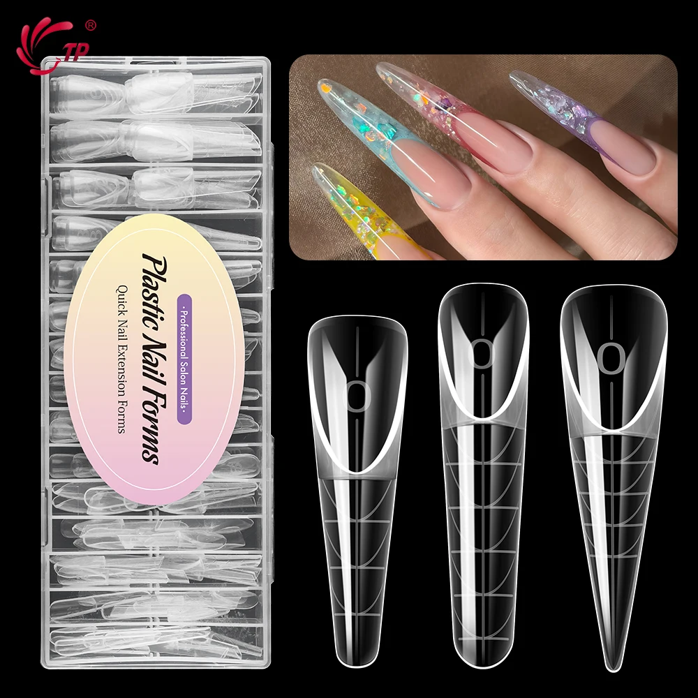 

TP Reusable Space Dual Form Full Cover Extension DIY Nail Forms 15 Sizes Acrylic 3D Smart French Line False Tips Manicure 120Pcs
