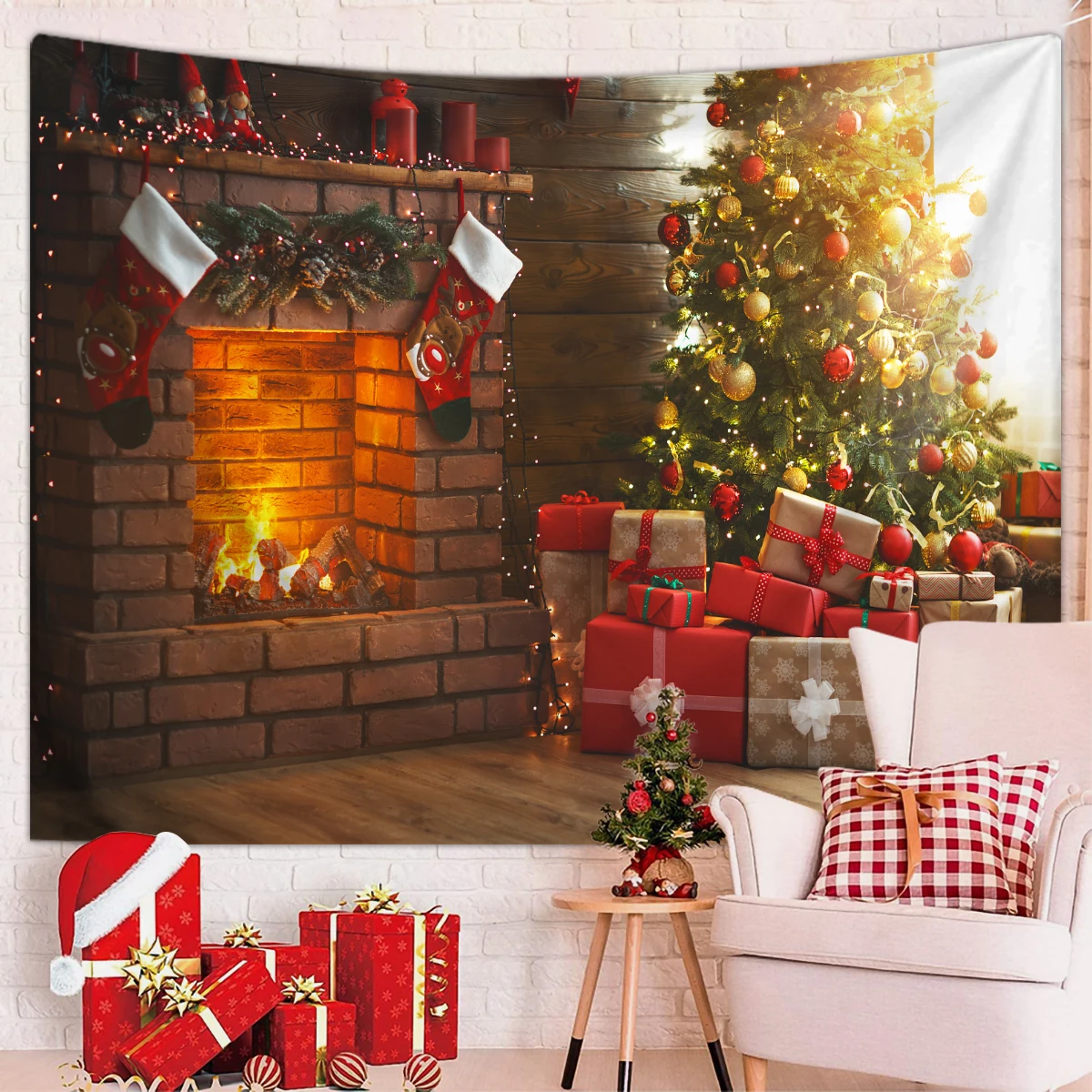 1pc Weihnachten dekorative Wandteppich, Kamin Weihnachts baum Wandteppich, Weihnachten Event Party Foto Dekoration Wandteppich