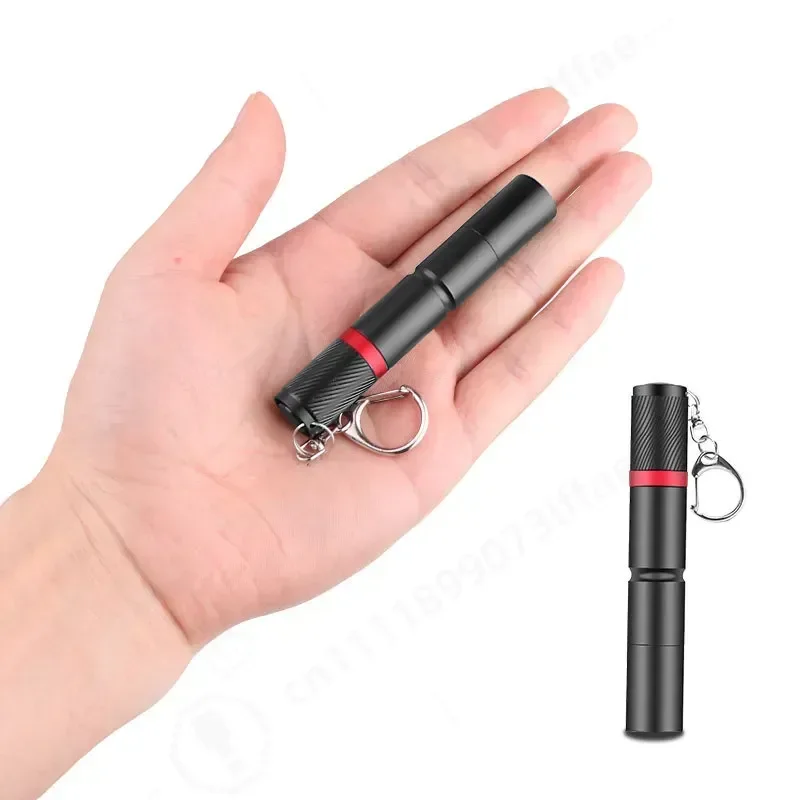 Strong Light Flashlight Aluminum Alloy Fixed Focus Model with Pen Holder Keychain Household Portable Mini Pen Light