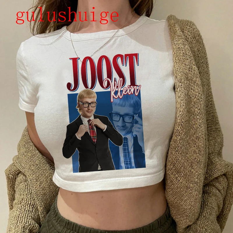 Streetwear muzyka krótki Top koszulka przycięta I Love Joost Klein Vintage piosenkarka T Shirt z okrągłym dekoltem ubrania klasyczna koszulka