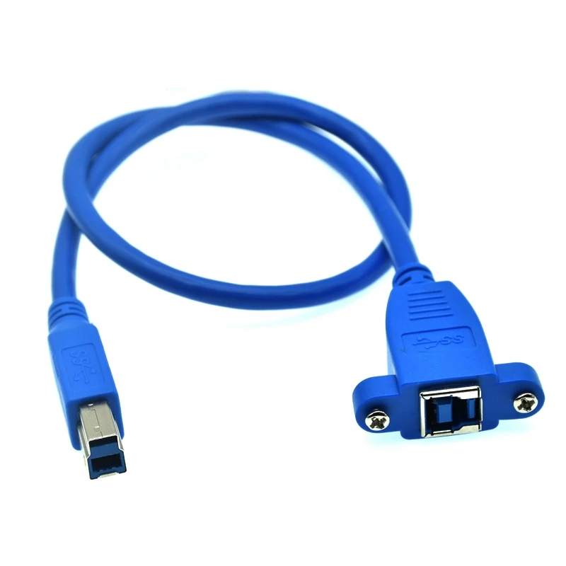 90  Degree Right Angle USB 3.0 Type B male to USB B female Printer Panel Mount Extension Sync Cable Cord 0.5m