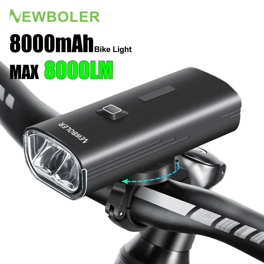 NEWBOLER Bicycle Light Front 8000mAh Bike Light 8000Lumen Waterproof USB Charging MTB Road Cycling Lamp Bike Accessories