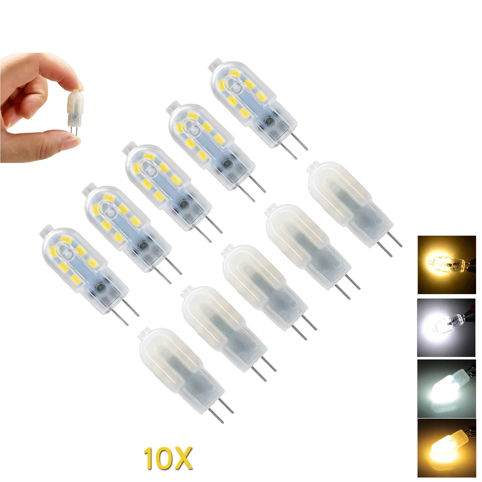 Focos decorativos de ahorro de energía de bombillas de maíz LED 10x 3W G4 lámparas de iluminación alternativas Power cool mini 2835 360 12v DC para uso doméstico