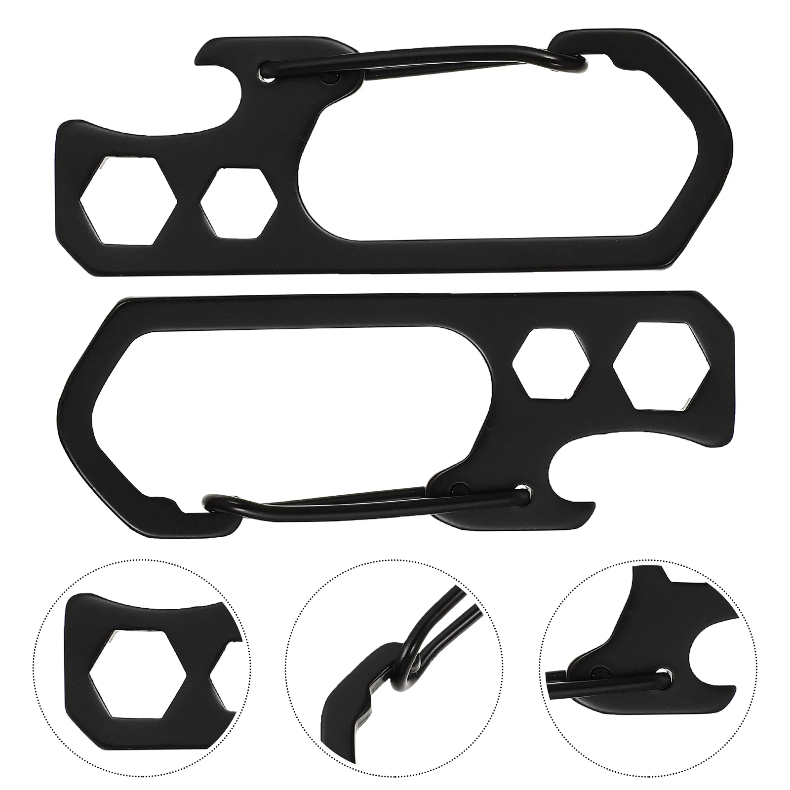 

2 Pcs Carabiner Stainless Steel Outer Hexagon Wrench Hanging Buckle Metal Bottle Opener