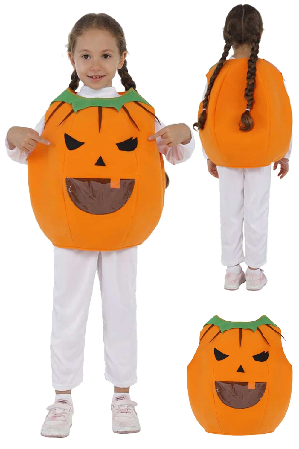 Abóbora engraçada disfarçada com bolso de doces, roupas cosplay infantil, traje de palco Halloween para crianças, roupas extravagantes, meninos e meninas