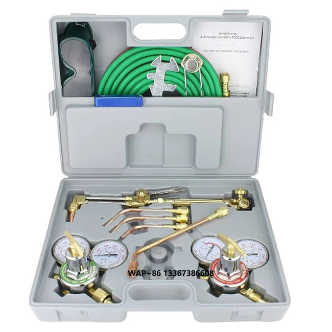 

Gas Cutting Torch Equipment Set With Cutting Nozzle Heating Tip Pressure Regulator Oxygen Acetylene Cutting Welding Torch Kit