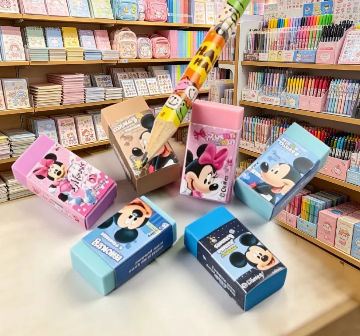 Disney Mickey & Minnie Erasers, Cute Creative Cartoon Mini Eraser Set, School Supplies For Primary Students, Kindergarten Gifts