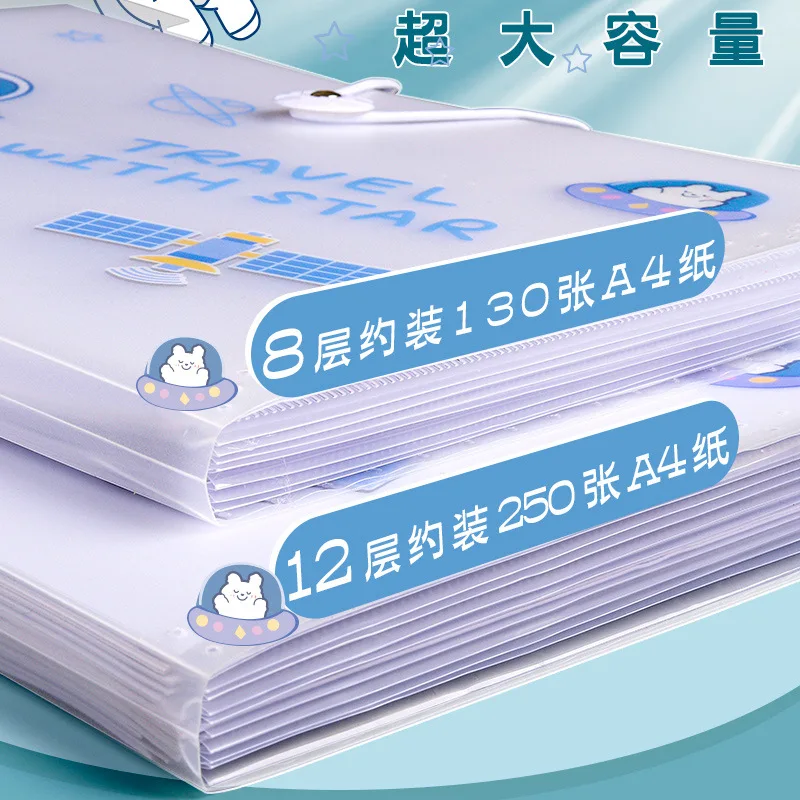 Organ Bag Paper Test Paper Bag Storage Book Finishing Cute A4 Folder Transparent Data Folder Multi-layer Paper Girl