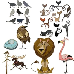 Halloween Cats Bird Lion Deer Metal Cutting Dies For DIY Scrapbooking Photo Album Craft Decora Paper Template Gift Card Making