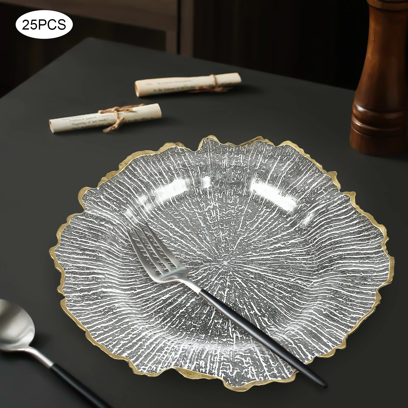 

25 Pieces Clear Charger Plates, Table Charger Plates, Dinner Charger Plate, for Banquets, Weddings, Bridal Showers