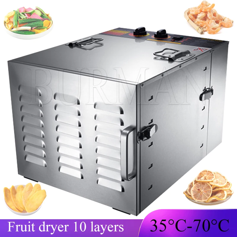 10 Layers Fruit Vegetable Drying Machine Commercial Home Dual Use Food Dryer Stainless Steel