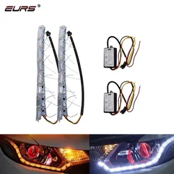 EURS 2pcs Crystal Led Strip Ultrafine Cars DRL LED Daytime Running Lights White Turn Signal Yellow Guide Strip for Headlight 12V