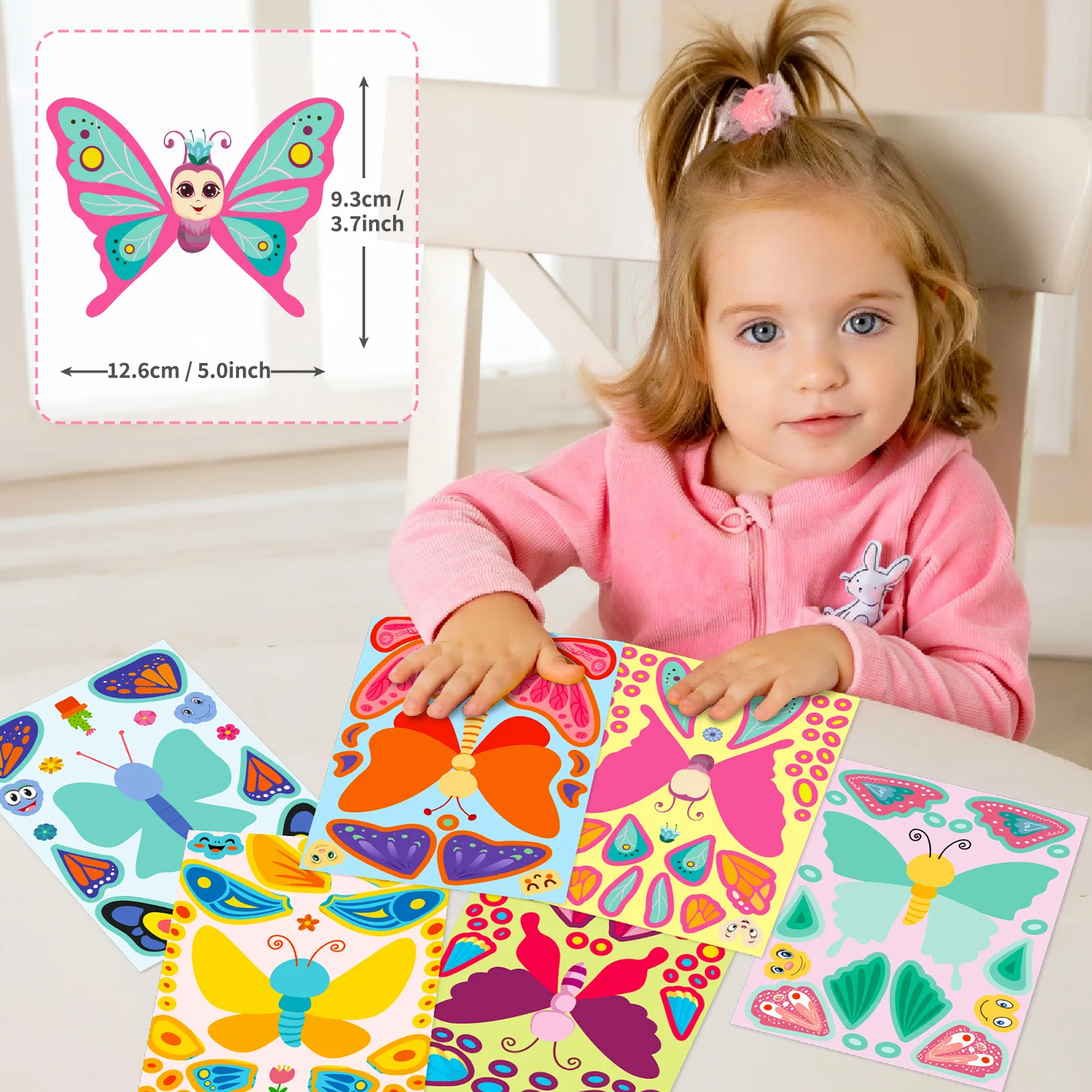 6 Vellen Schattige Kinderen Diy Puzzel Sticker Spellen 6 Vlinder Maken Een Gezicht Grappig Assembleren Legpuzzel Stickers Kinderen Educatief Speelgoed