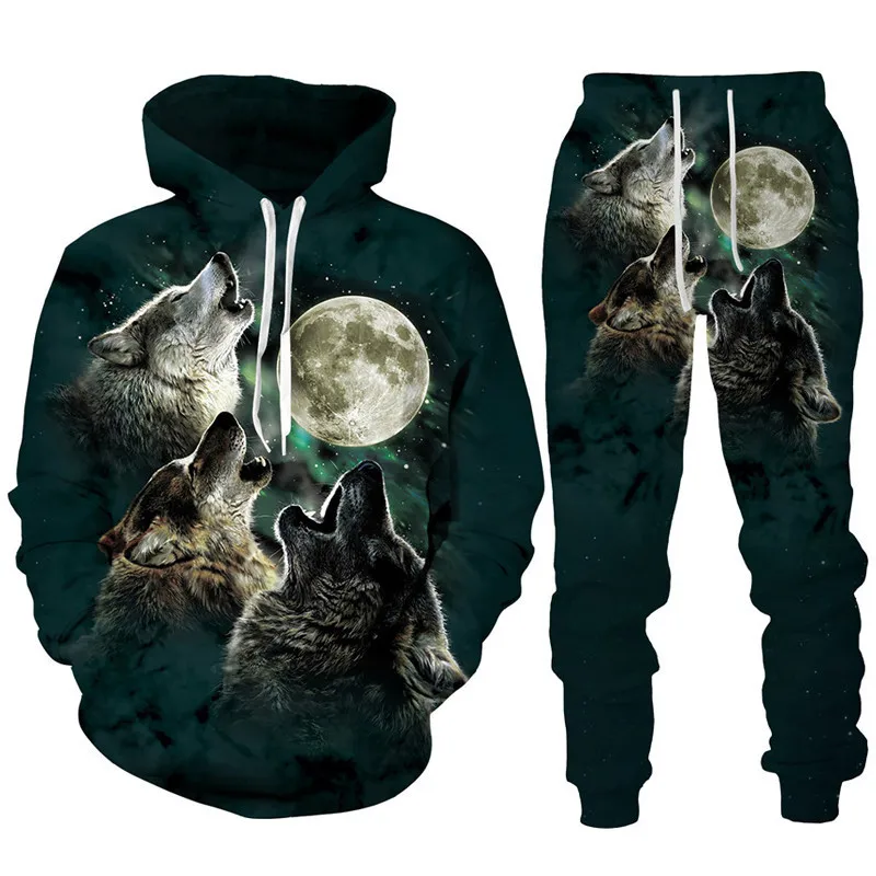 Men Women Cool Forest Wolf 3D Printed Hoodie/Pants/Suit Fashion Couple Outfits Hip Hop Personality High Streetwear Tracksuit Set