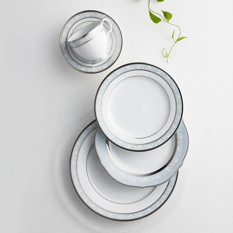 White porcelain tableware, pastoral plates, lace plates