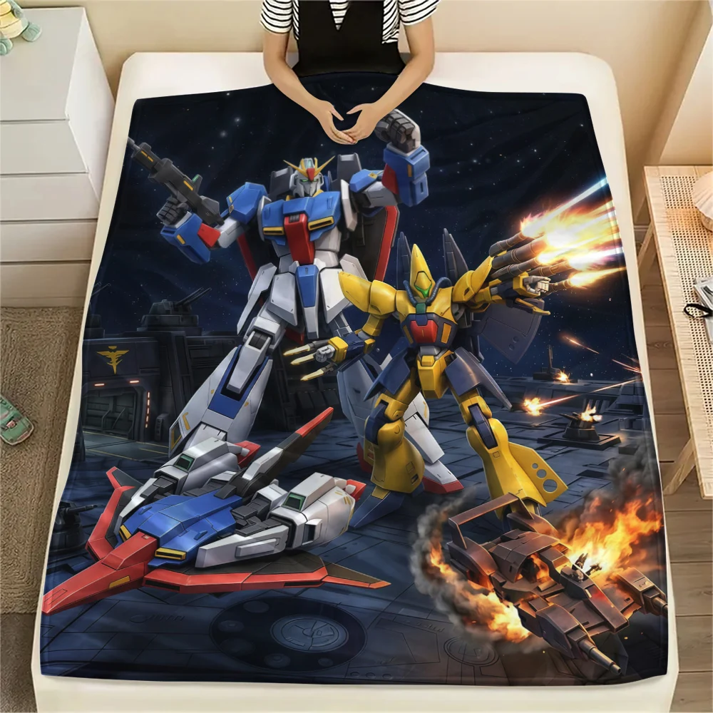 Mobile Suit Gundam Soft Flannel Blanket, Print for Bedrooms Sofas Beds, Suitable for Travel Picnic Chair -HE43