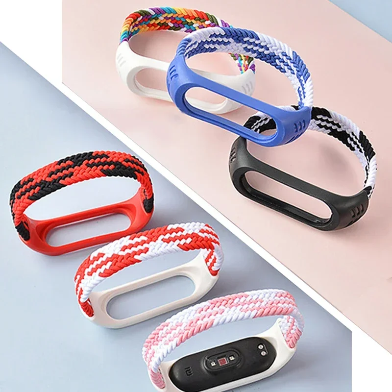 Bransoletka na pasek Mi Band 4 3 Nylonowa pleciona elastyczna bransoletka Solo Loop Miband6 Miband5 Opaska na rękę xiaomi mi band 5 7 6