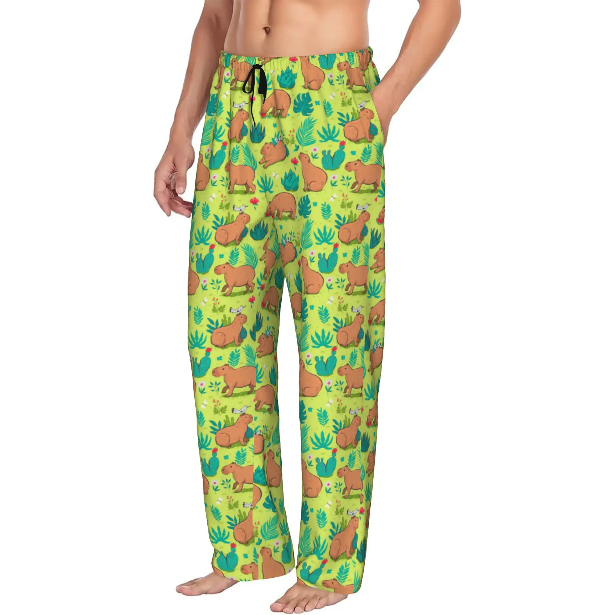 Custom Capybara  Pajama Pants Men's  Sleepwear Lounge Sleep Bottoms Stretch with Pockets