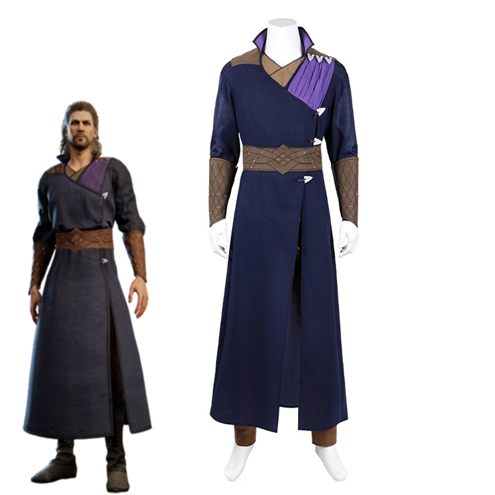 Game Gale Cosplay Dekarios Costume Men's Purple Robe Pants Full Set Halloween Carnival Party Wizard Disguise Uniform Suit