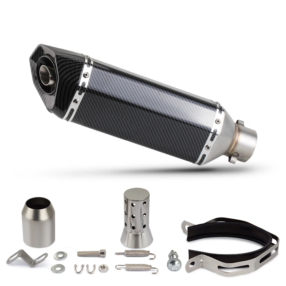 370mm Motorcycle Exhaust Silencer Modify Round Tail Hexagon Muffler with DB Killer For GSR400 ninja650 xmax125 450SR R25 CB500F