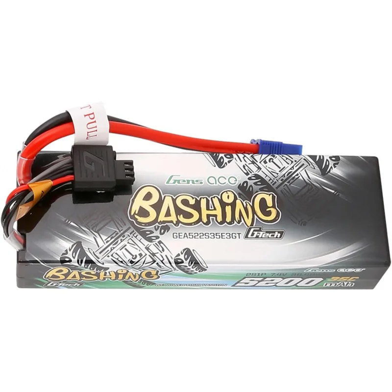 

Gens ace G-Tech Bashing 5200 мАч 7,4 В 35C2S Жесткий чехол для аккумулятора Lipo 24 # с вилкой EC3