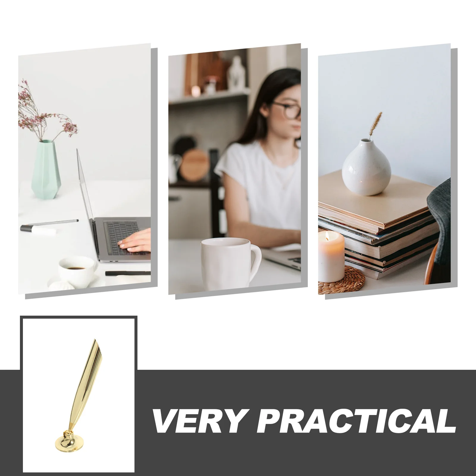 4 قطعة حامل قلم واحد قاعدة إدراج معدنية لمكتب مكتب مدرسة فندق حامل حبر جاف الرف #3