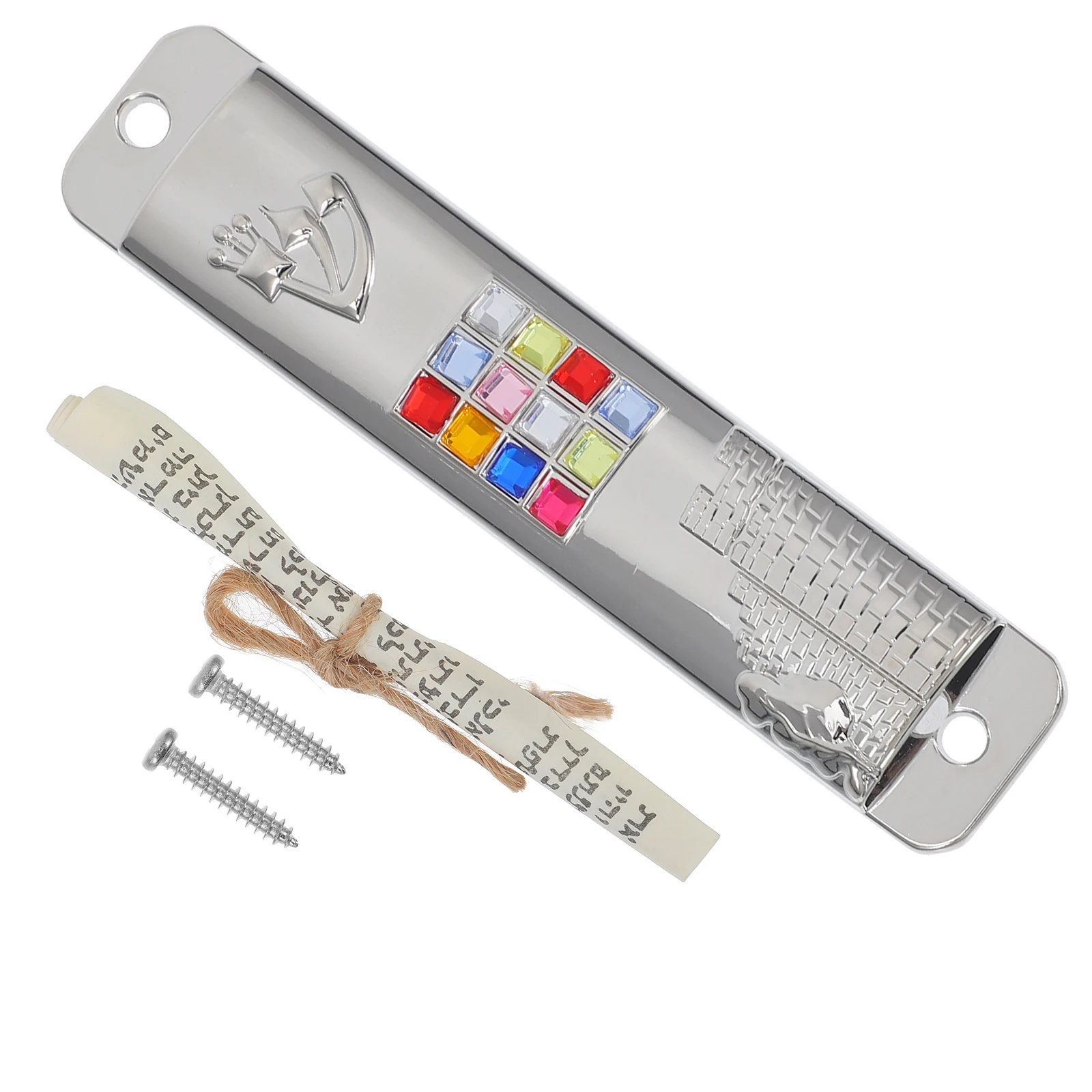 

2 Sets Metal Mezuzah Doorpost Decorations Hanukkah Religious Adornments Zinc Alloy Scroll Kosher Judaica Symbol Home