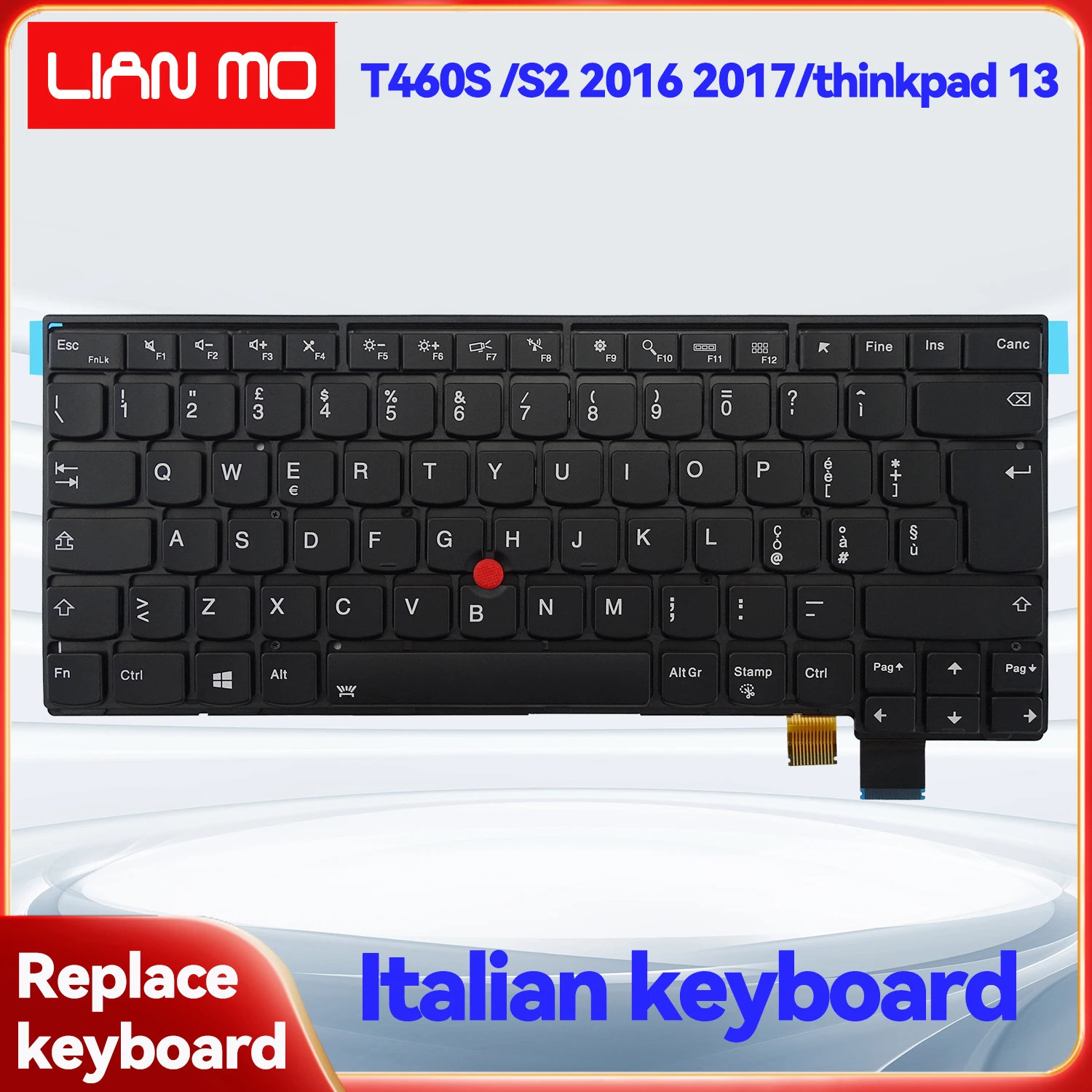 Italian layout Laptop Replacement Keyboard for Lenovo ThinkPad 13 T460S S2 2016 2017 00UR367 01ER881